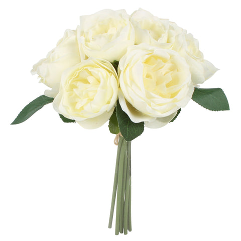 Buy 8 Head Deluxe Open Peony Bouquet Cream 28cm in Australia