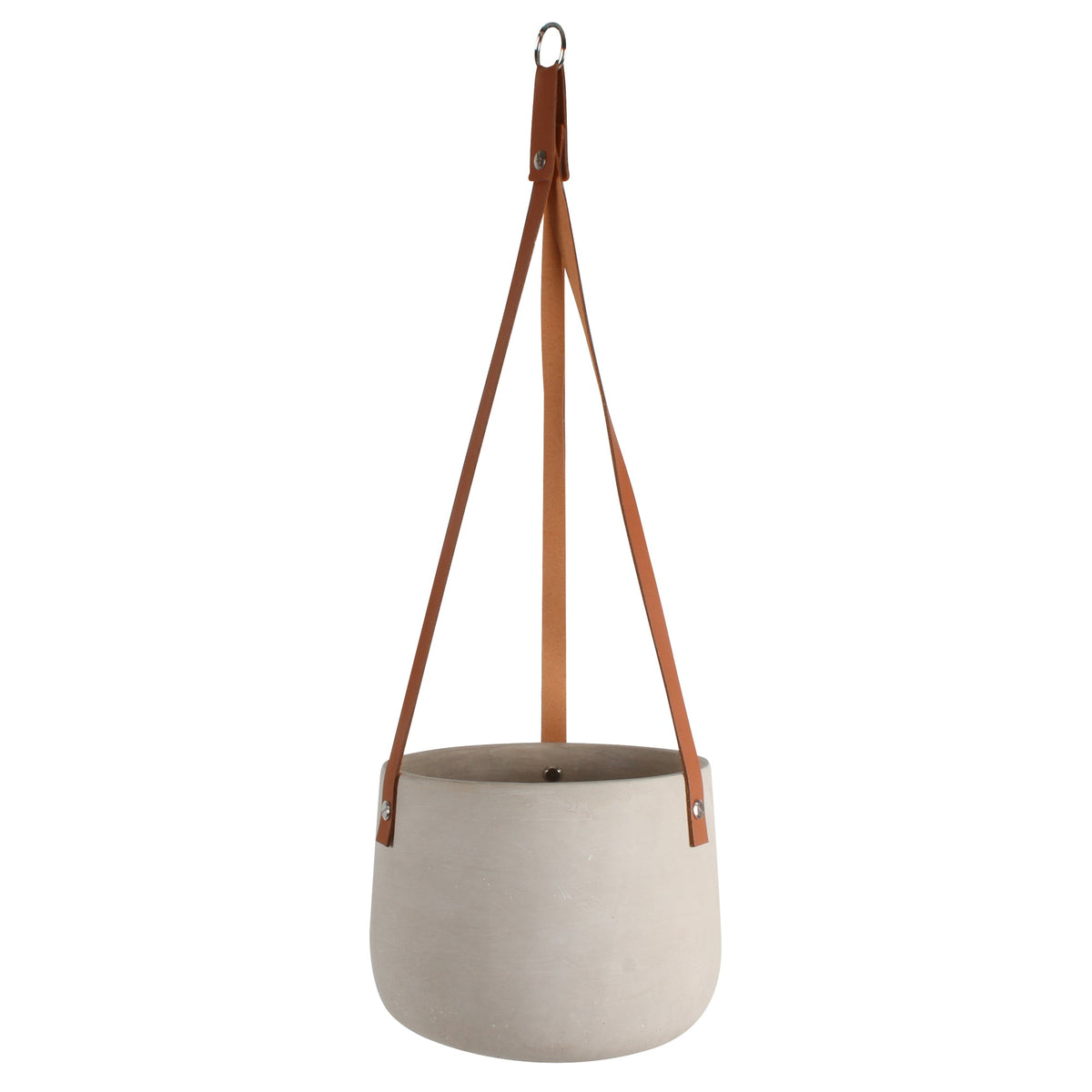 Abiliene Concrete Hanging Pot With Leather Straps 18 x 18 x 15cm