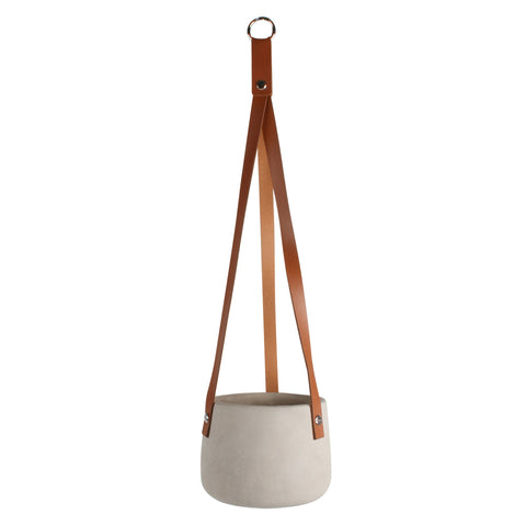 Buy Abiliene Concrete Hanging Pot With Leather Straps 13 x 13 x 10cm in Australia