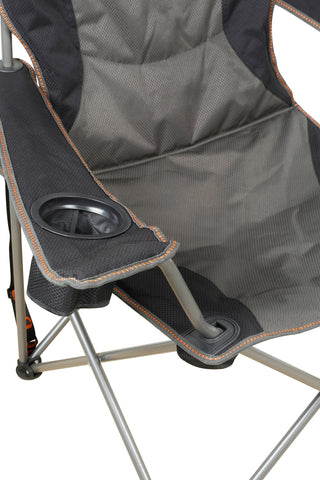 Wildtrak™ Varley Camp Chair with High-tensile Steel Frame, Cushioned Back Rest, Drink Holder, Weight Rated 136kg, Headrest Storage Pocket , Carry Bag with Shoulder Strap