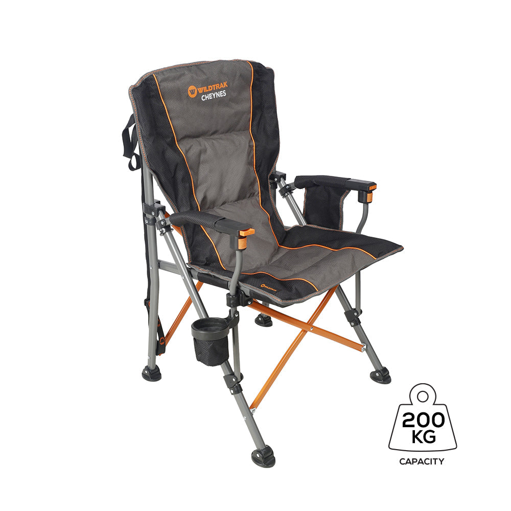 Cheynes Deluxe Solid Arm Chair With Fully Cushioned Seat & Backrest, Pocket & Self-Levelling Feet For Camping & Events (Folding Chair + Carry Bag)