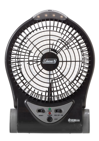 Coleman™ 240V/12V Rechargeable Lithium Ion Fan with LED Lights 6 Inch/15cm