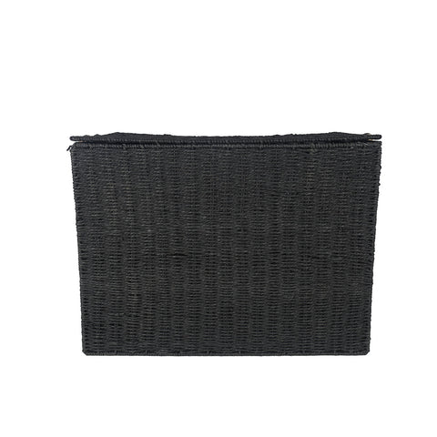 Black Paper Rope Basket With Lid / Collapsible