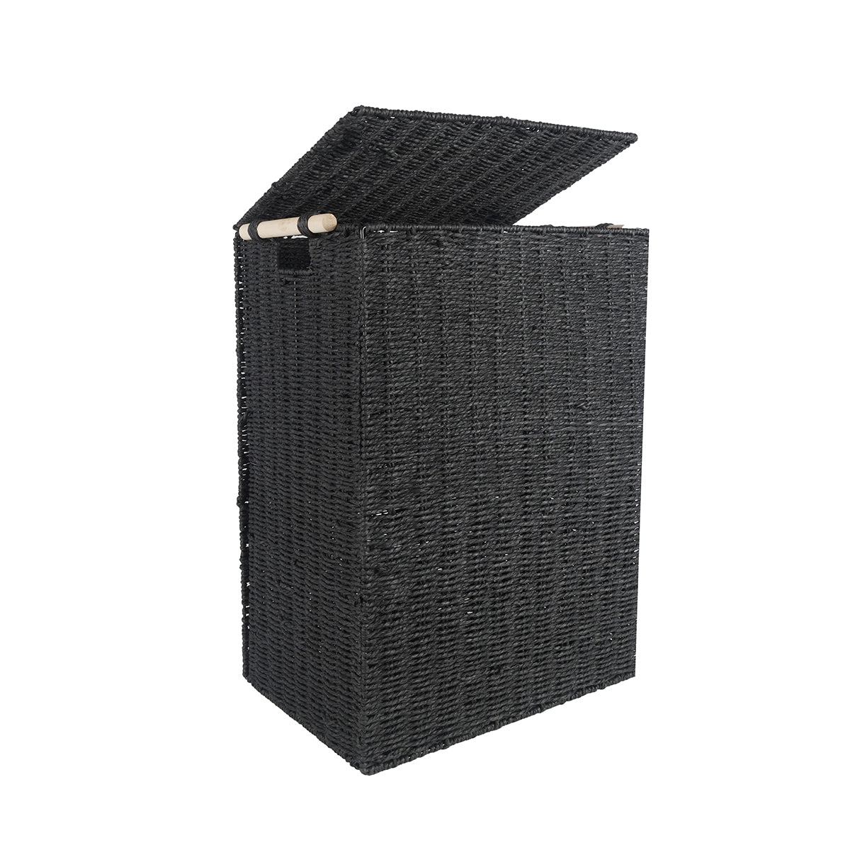 Black Paper Rope Basket With Lid / Collapsible