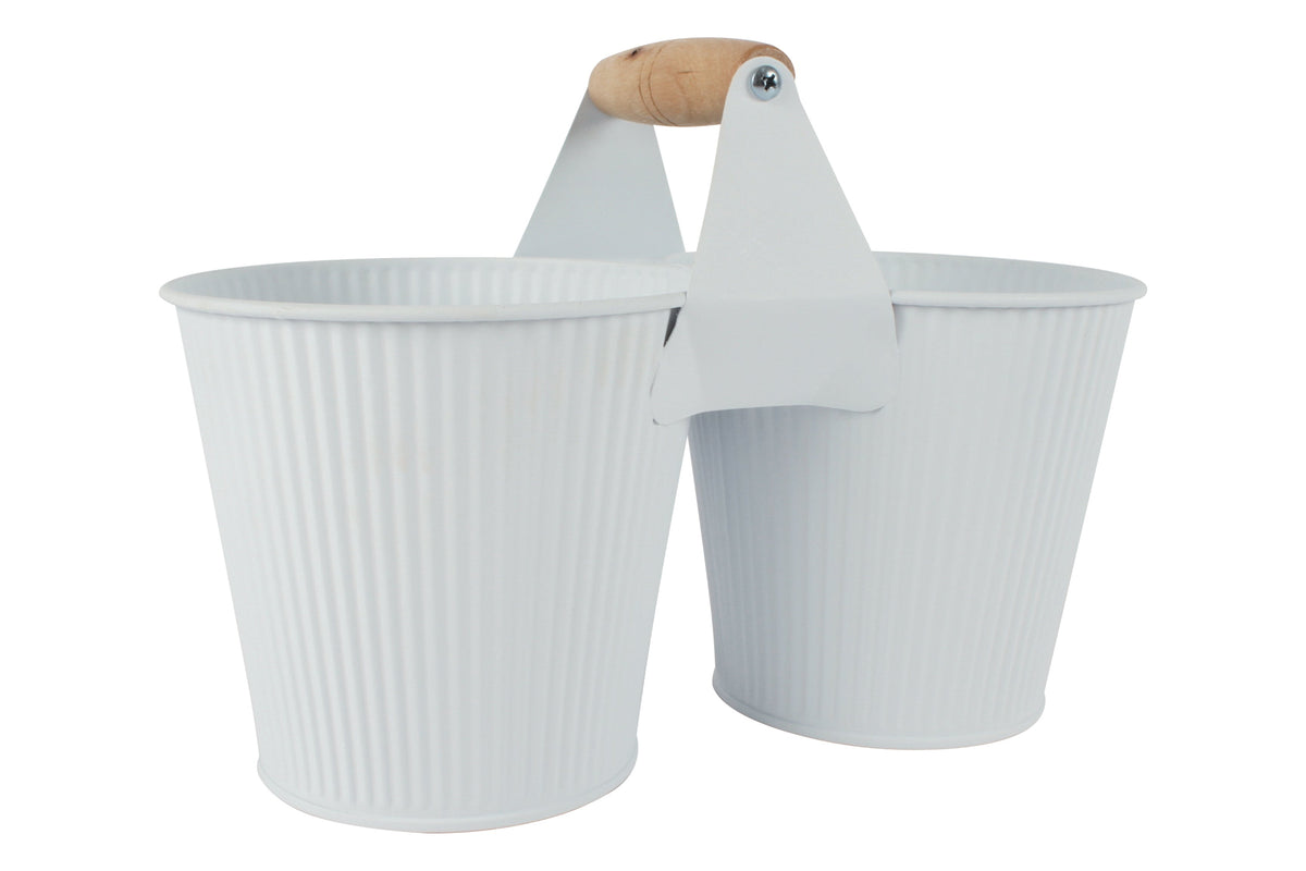 Maja Emboss 2 Pot With Handle White 26 x 13cm