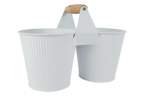 Maja Emboss 2 Pot With Handle White 26 x 13cm