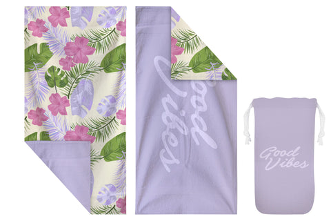 Good Vibes™ Premium Quick Dry 300gsm Microfibre Waffle, Double Sided Beach Towel - Hawaiian Shore