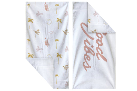 Good Vibes™ Premium Quick Dry 300gsm Microfibre Waffle, Double Sided Beach Towel - Coco and Waves