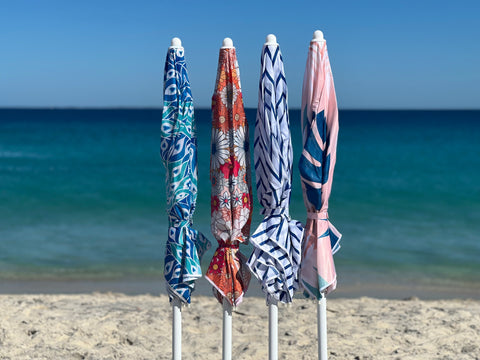 Good Vibes™ 1.8m Beach Umbrella with Carry Bag, Shoulder Strap - Peacock Paradise