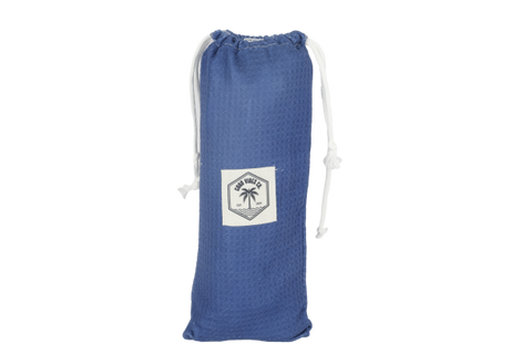 Good Vibes™ 160cm Premium Waffle Beach Towel with Storage Bag, Double Sided, Eco Friendly, Sand Free, Quick Dry, Ultra Absorbent - Mediterranean