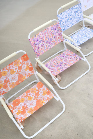 Good Vibes™ Foldable Beach Chair with Carry Strap, Lightweight & Portable, High Back, Powder Coated Frame - Nomad Paisley