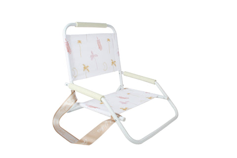 Good Vibes™ Foldable Beach Chair with Carry Strap, Lightweight & Portable, High Back, Powder Coated Frame - Coco & Waves
