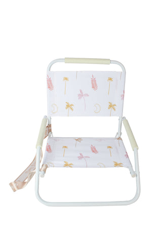 Good Vibes™ Foldable Beach Chair with Carry Strap, Lightweight & Portable, High Back, Powder Coated Frame - Coco & Waves