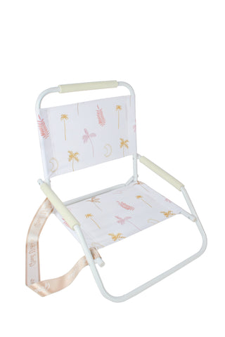 Good Vibes™ Foldable Beach Chair with Carry Strap, Lightweight & Portable, High Back, Powder Coated Frame - Coco & Waves