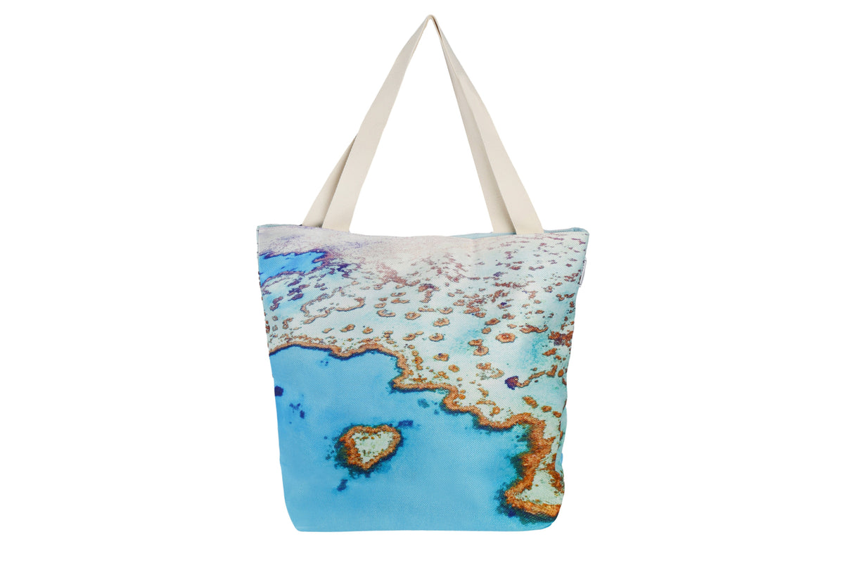 Good Vibes™ Beach Bag Love Heart Reef with Inner Zip - Great Barrier Reef