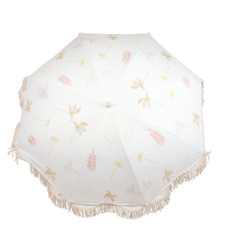 Good Vibes™ 2m Luxe 100% Canvas Beach Umbrella, UV50+, Wood Pole, Cotton Tassels, Tilting Feature - Coco And Waves
