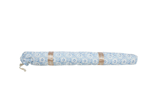 Good Vibes™ 2m Luxe 100% Canvas Beach Umbrella, UV50+, Wood Pole, Cotton Tassels, Tilting Feature - Indigo Waters