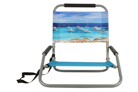 Good Vibes™ Foldable Beach Chair with Carry Strap, Lightweight & Portable, High Back, Powder Coated Frame - Rottnest Island