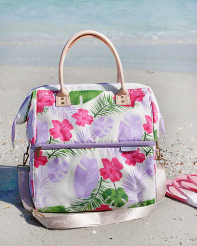 Good Vibes™ Premium Insulated Picnic Cooler Bag, Carry Handles, 2 Separate Compartments, Holds 24+ Cans - Hawaiian Shore