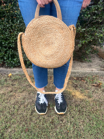 Shine Jute Shoulder Bag With Tassel