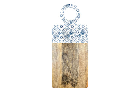 Good Vibes™ Mango Wood & Enamel Serving Board 46cm - Indigo Waters