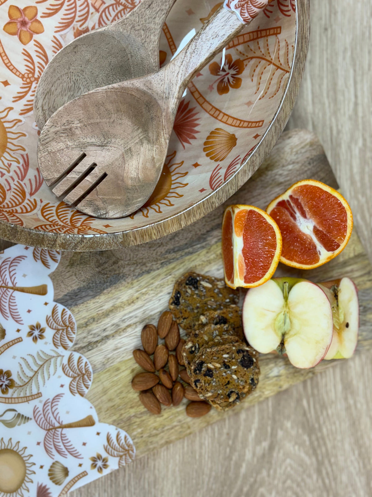 Good Vibes™ 2pc Mango Wood & Enamel Salad Servers 24cm - Moroccan Palm