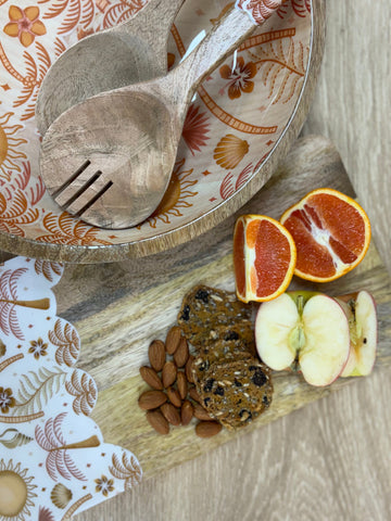 Good Vibes™ 2pc Mango Wood & Enamel Salad Servers 24cm - Moroccan Palm