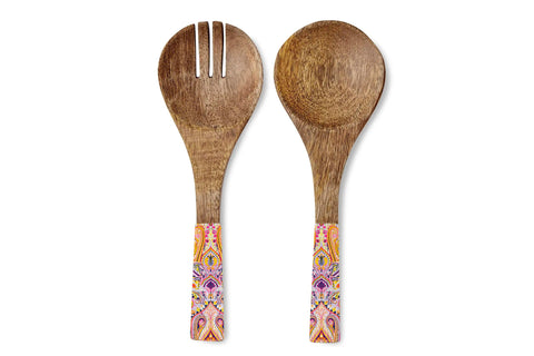 Close-up of 2Pc Mango Wood Salad Servers