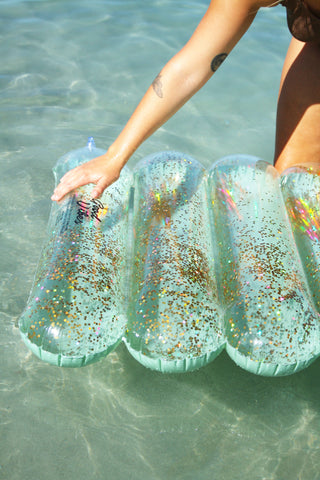Good Vibes™ Inflatable Pool Bed Glitter Lilo Heavy Duty PVC 162x76x31cm