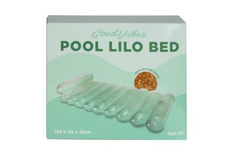 Good Vibes™ Inflatable Pool Bed Glitter Lilo Heavy Duty PVC 162x76x31cm