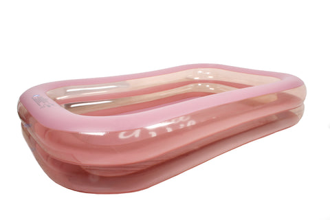 Good Vibes™ Inflatable Family Swimming Pool Extra Large Twin Tube Heavy Duty PVC Pink  262x175x50cm