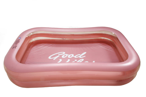 Good Vibes™ Inflatable Family Swimming Pool Extra Large Twin Tube Heavy Duty PVC Pink  262x175x50cm
