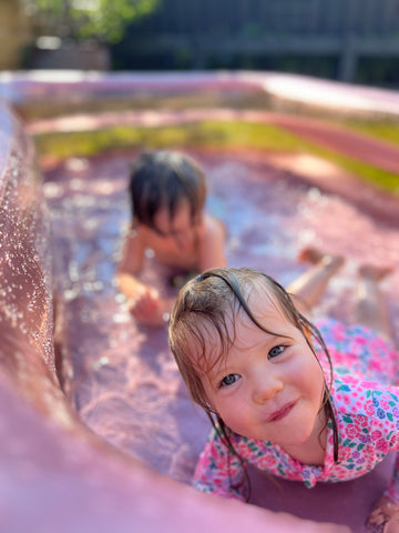 Good Vibes™ Inflatable Family Swimming Pool Extra Large Twin Tube Heavy Duty PVC Pink  262x175x50cm