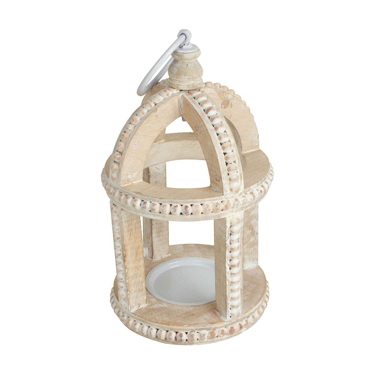 Bryony Mango Wood Lantern Small Cream