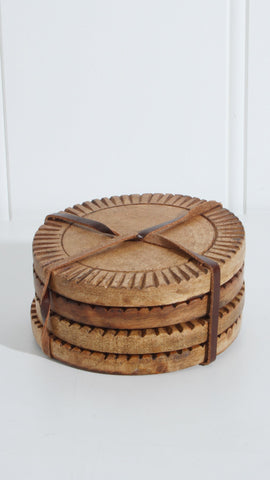 Ives Mango Wood Round Coasters Set Of 4