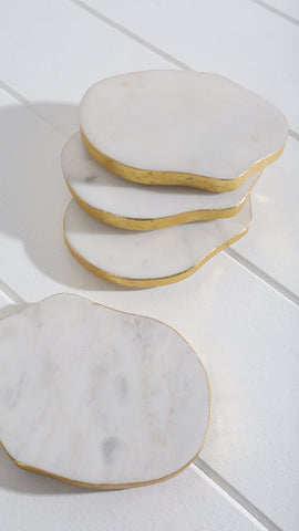 Explore the Wendell Marble Coasters with Gold Foil Edge - Set of 4, Available at Maine & Crawford, Australia