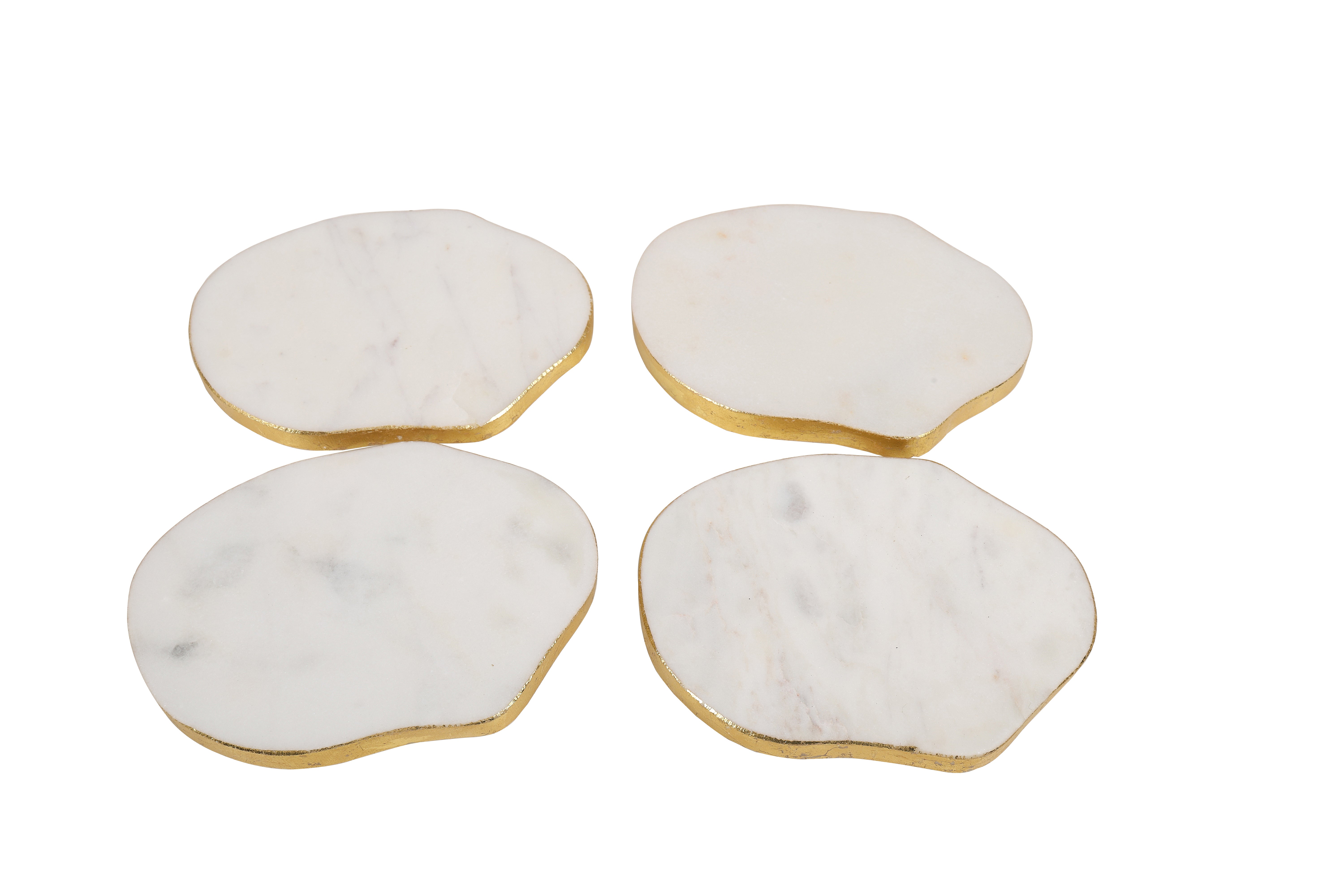 Wendell Marble Coasters with Gold Foil Edge - Perfect for Any Table, Available in Australia at Maine & Crawford