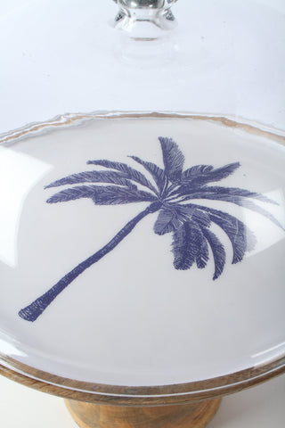 Belize Blue Palm Cake Stand 30 X 30 X 17cm