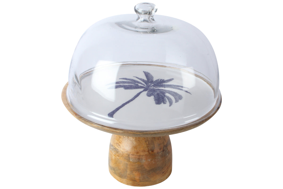 Belize Blue Palm Cake Stand 30 X 30 X 17cm