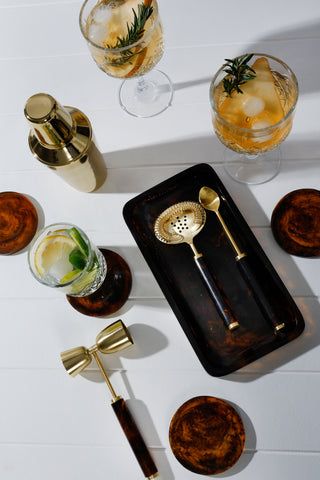 Ophelia Set Of 3 Cocktail Tools - Tobacco with Gold Accent