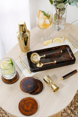 Ophelia Set Of 3 Cocktail Tools - Tobacco with Gold Accent