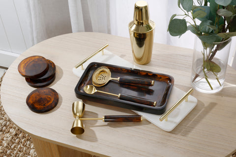 Ophelia Set Of 3 Cocktail Tools - Tobacco with Gold Accent