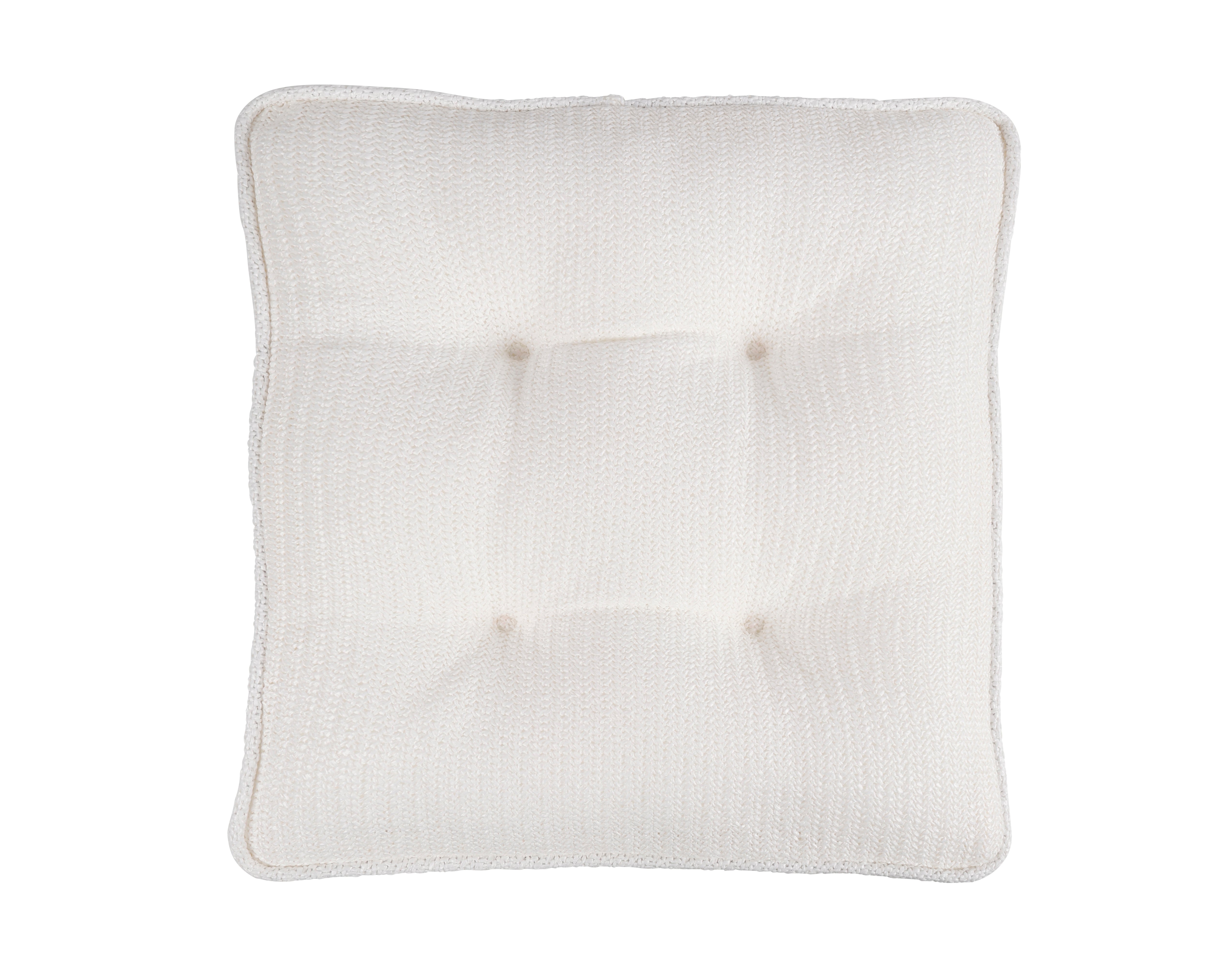 White outdoor seat cushion with button detail, 42 x 40 x 5 cm
