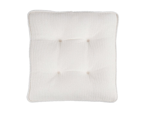 White outdoor seat cushion with button detail, 42 x 40 x 5 cm