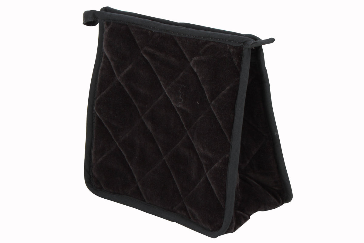 Tiffany Quilted Velvet Cosmtcs Pouch Black 20 x 18 x 8cm