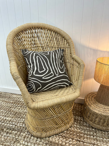 Brown Cotton Swirl Print Cushion 50 x 50cm