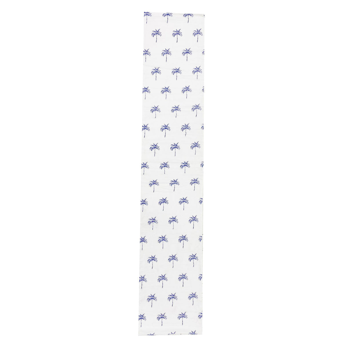 Belize Blue Palm Print Cotton Table Runner 150 X 33cm