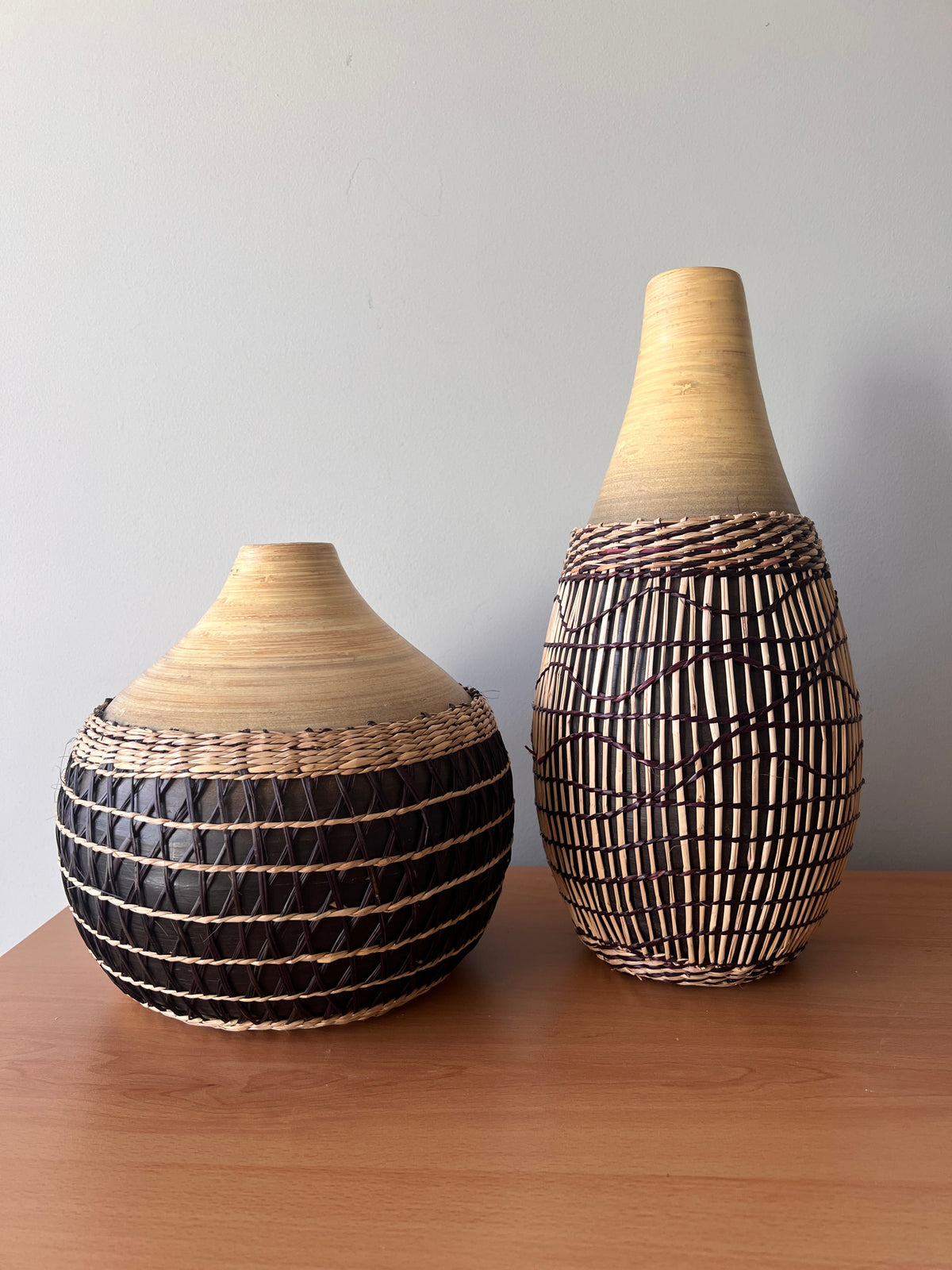 Abui Bamboo Vase 40cm - Natural & Black