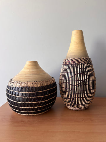 Abui Bamboo Vase 40cm - Natural & Black