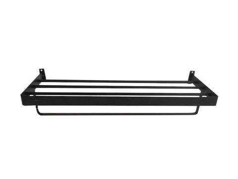 Black Metal Shelf With Rail, 59 x 23 x 14cm